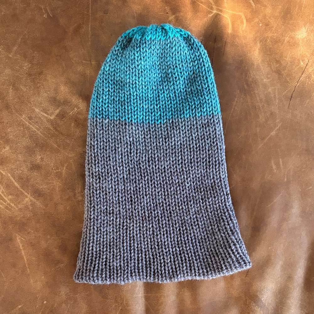 Blue and Green reversible Knit Beanie